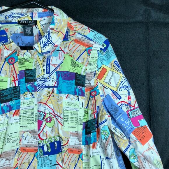 Attyre New York Women Jacket White Multicolored Travel Pattern Button Stretch XL - Picture 5 of 11